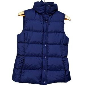 J. Crew Navy Blue Puffer Vest Full Zip Down Waterfowl Feather Size Small